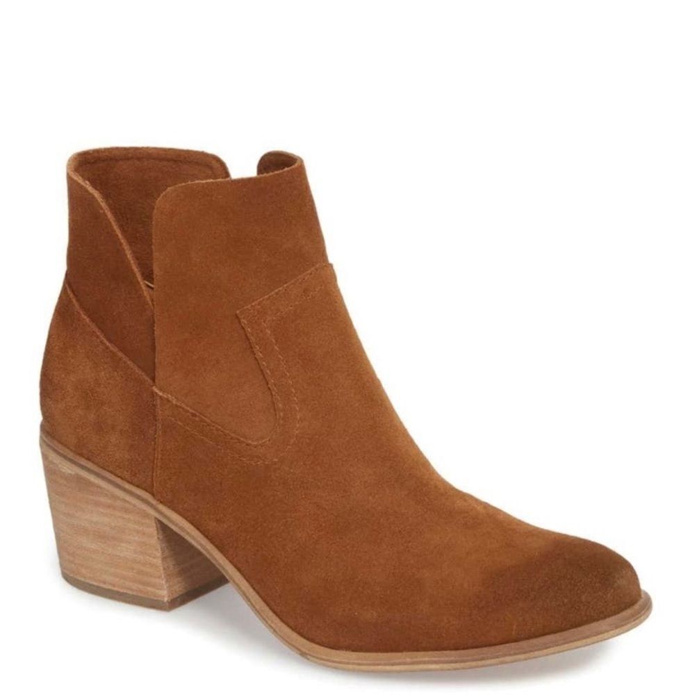 Ankle Block Heel Suede Ankle Bootie